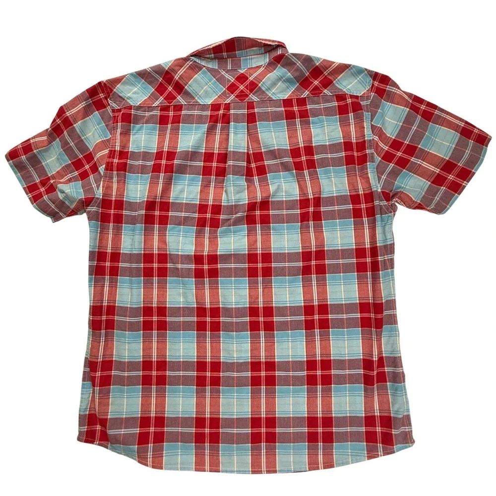 Levis Mens XXL Red Blue Plaid Short Sleeve Button Down Shirt‎ RN 117508
